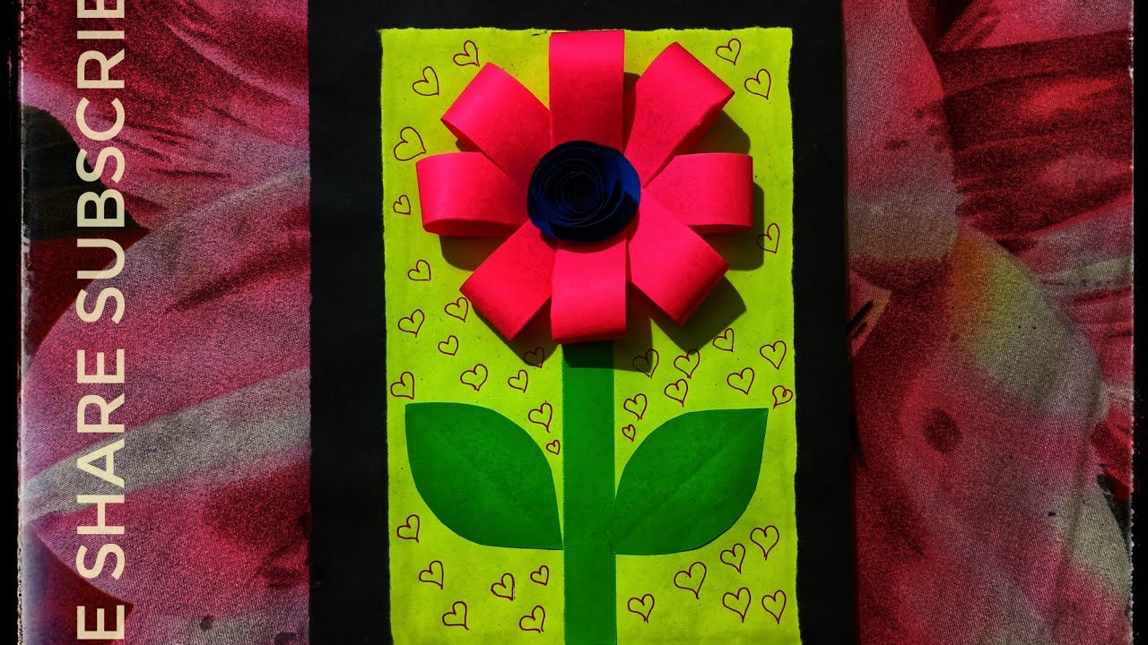 How to make Step by step easy paper craft flower card/ Easy paper