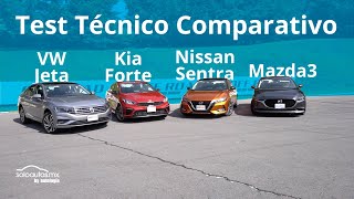 Sentra vs Forte vs Mazda3 vs Jetta  Test Técnico Comparativo