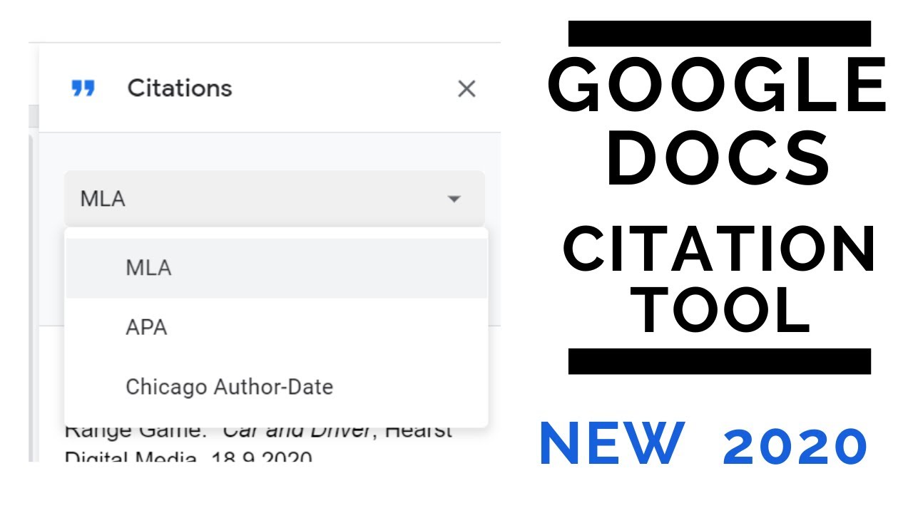 Google Docs - Using the Citations Tool - (MLA, APA, Chicago) - YouTube