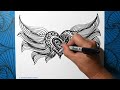 How to Draw a Heart with Wings | Inspirational Spiral Drawing Design