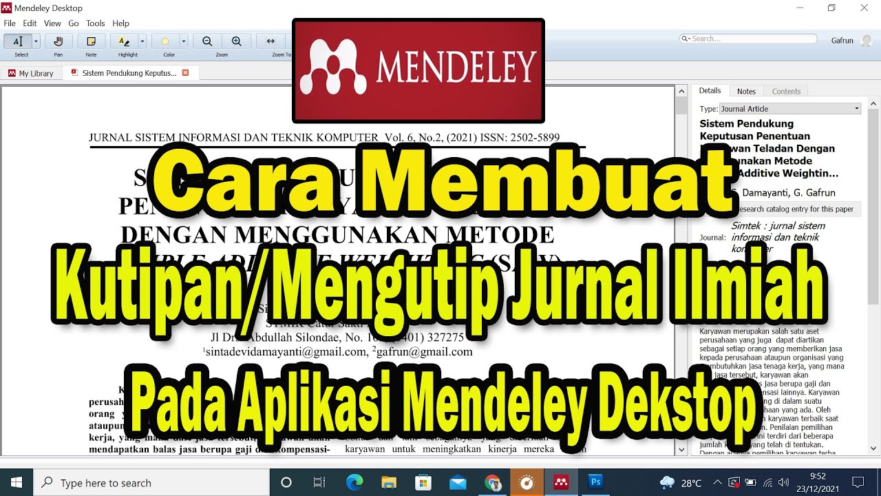 Cara Membuat Kutipan/Mengutip Jurnal Ilmiah Dengan Aplikasi Mendeley