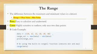 Statistics using the R programming language. Measure of Data Dispersion and Variability in R