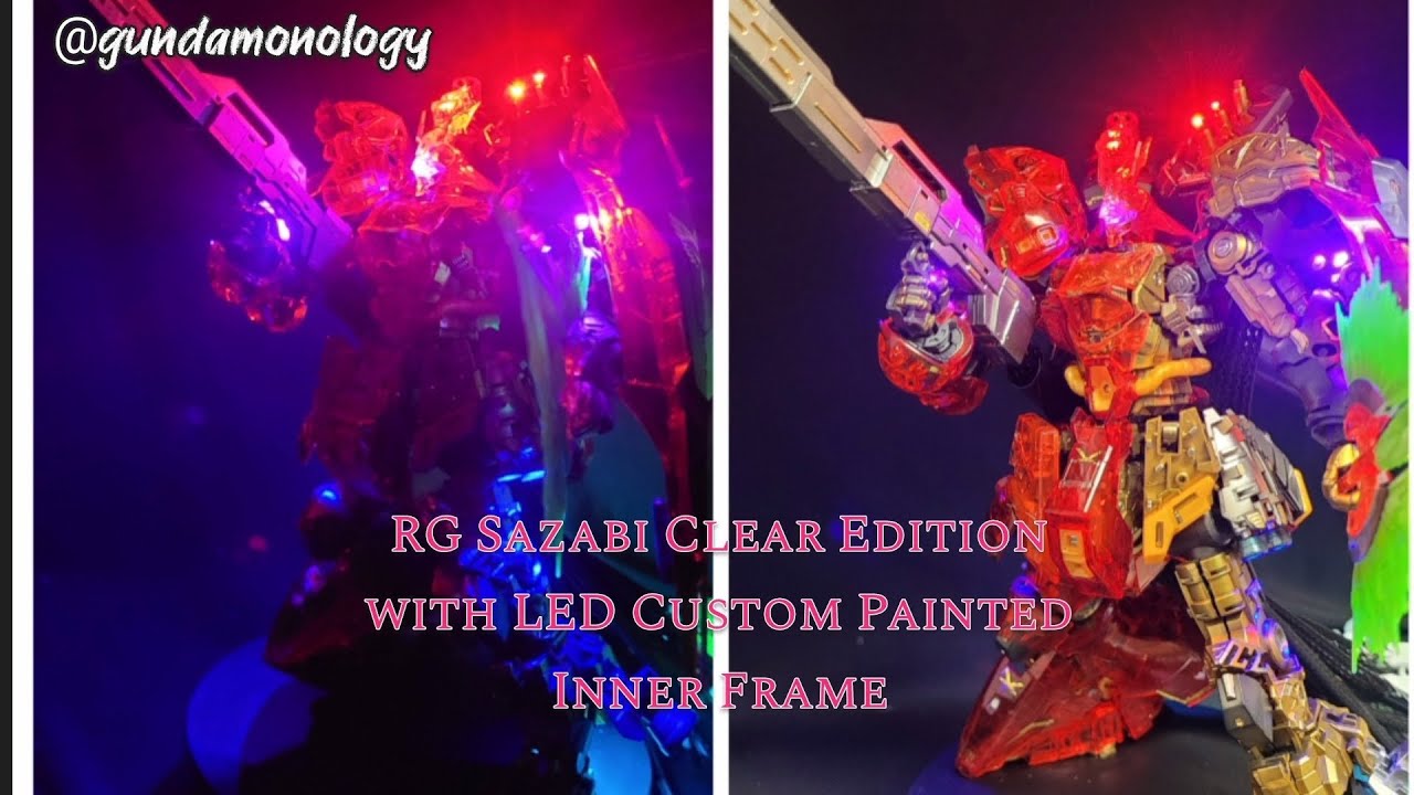 Painted Inner Frame RG Sazabi Clear Version + LED + Custom Painted Inner Frame - YouTube