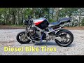Changing tires and laying rubber. CBR Diesel motorcycle build
