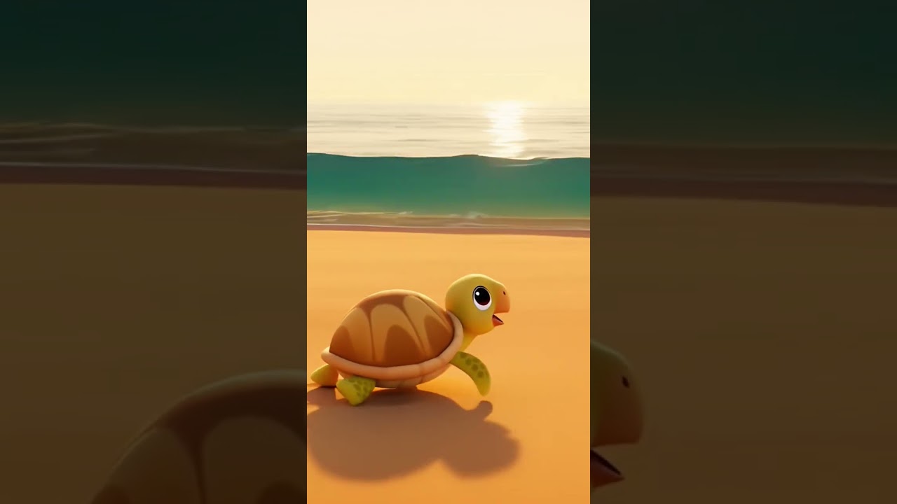 Baby turtle walks to the sea. 🐢🌊☀️