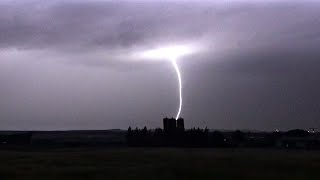 Distant positive lightning strike