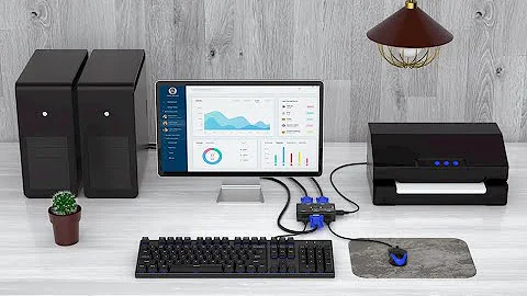 2 port KVM switch VGA/HDMI, control multiple computers by only 1 monitor, keyboard, and mouse