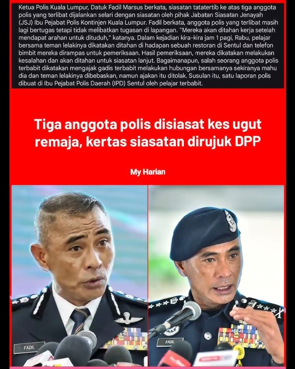Tiga anggota polis disiasat kes ugut remaja, kertas siasatan dirujuk DPP