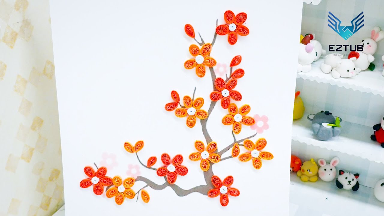 Making a Paper Quilling Red and Orange Mutant Apricot Blossom | Quilled Apricot Blossom