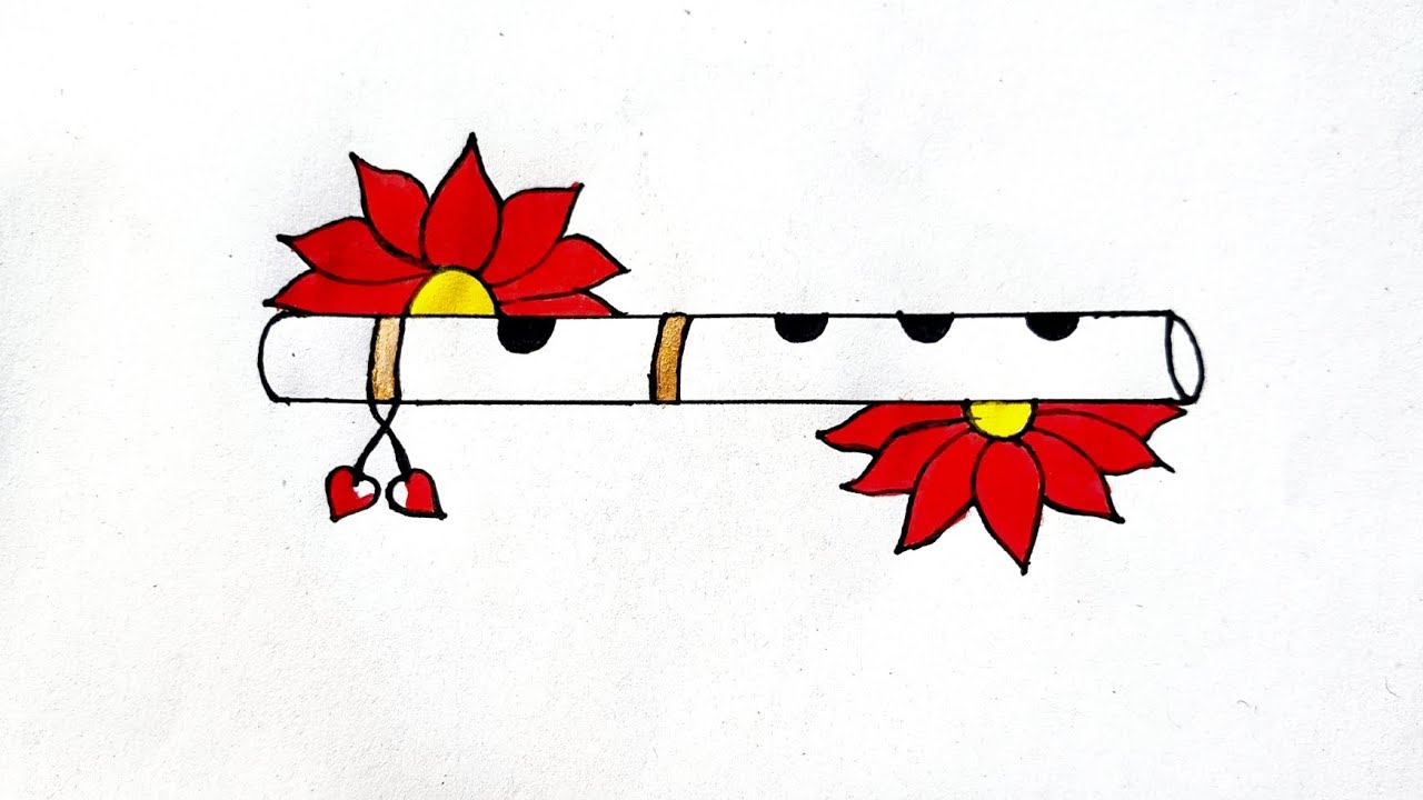 How To Draw a Beautiful Flute | Flute Drawing for Beginners | Step By Step Tutorial