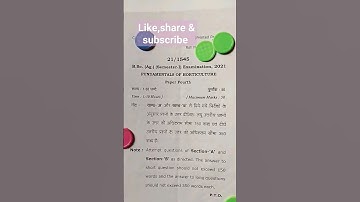 B.Sc Ag. sem-1 Examination Fundamentals of Horticulture (paper fourth)