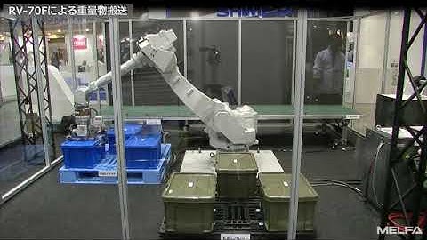 Robot Mitsubishi Electric sắp xếp các thùng hàng nặng lên pallet I Palletizing