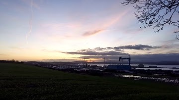 Sunrise timelapse over Rosyth dockyard and the Forth Bridges