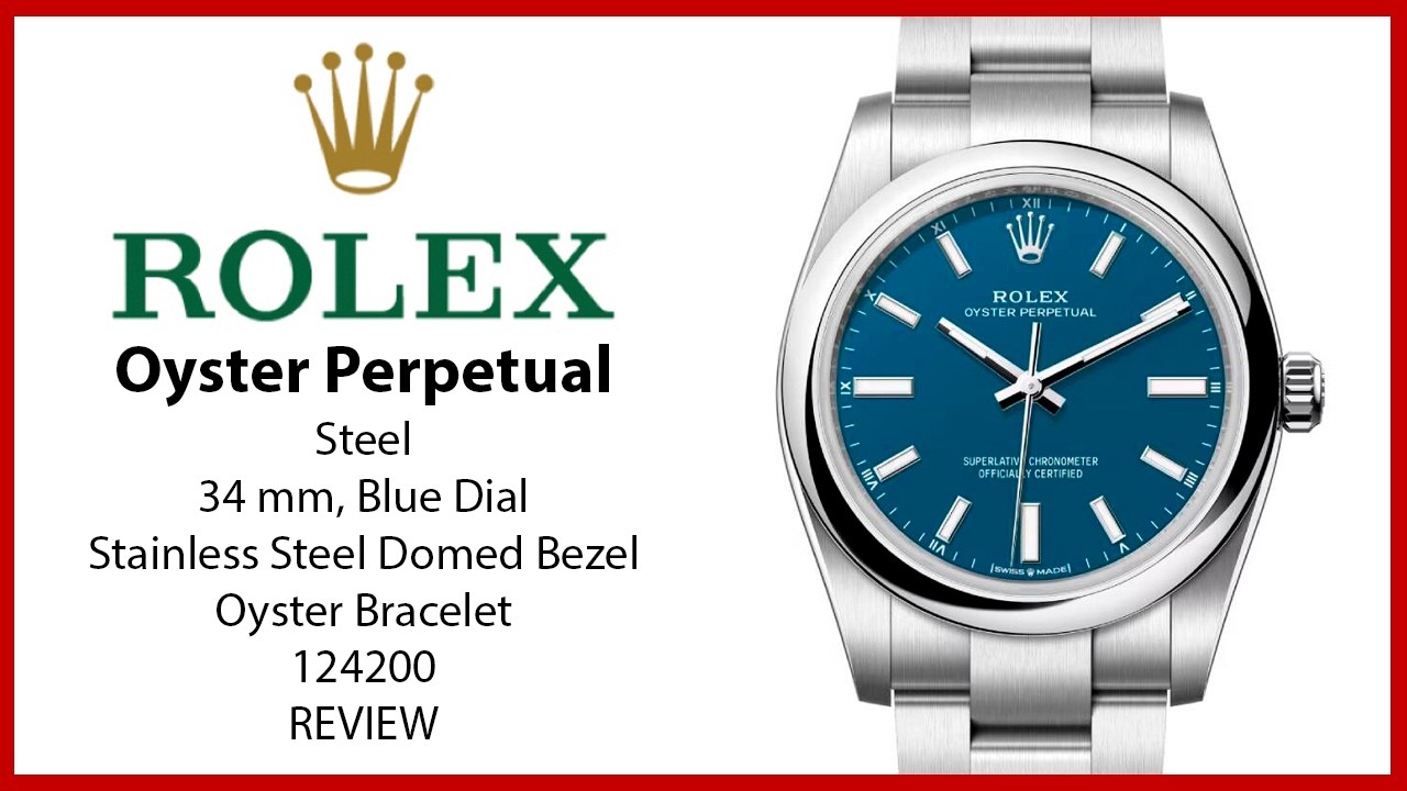 ▷ Rolex Oyster Perpetual 34 Steel New Blue Index Dial 124200