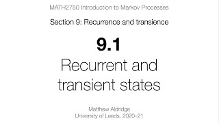 MATH2750 9.1 Recurrent and transient states