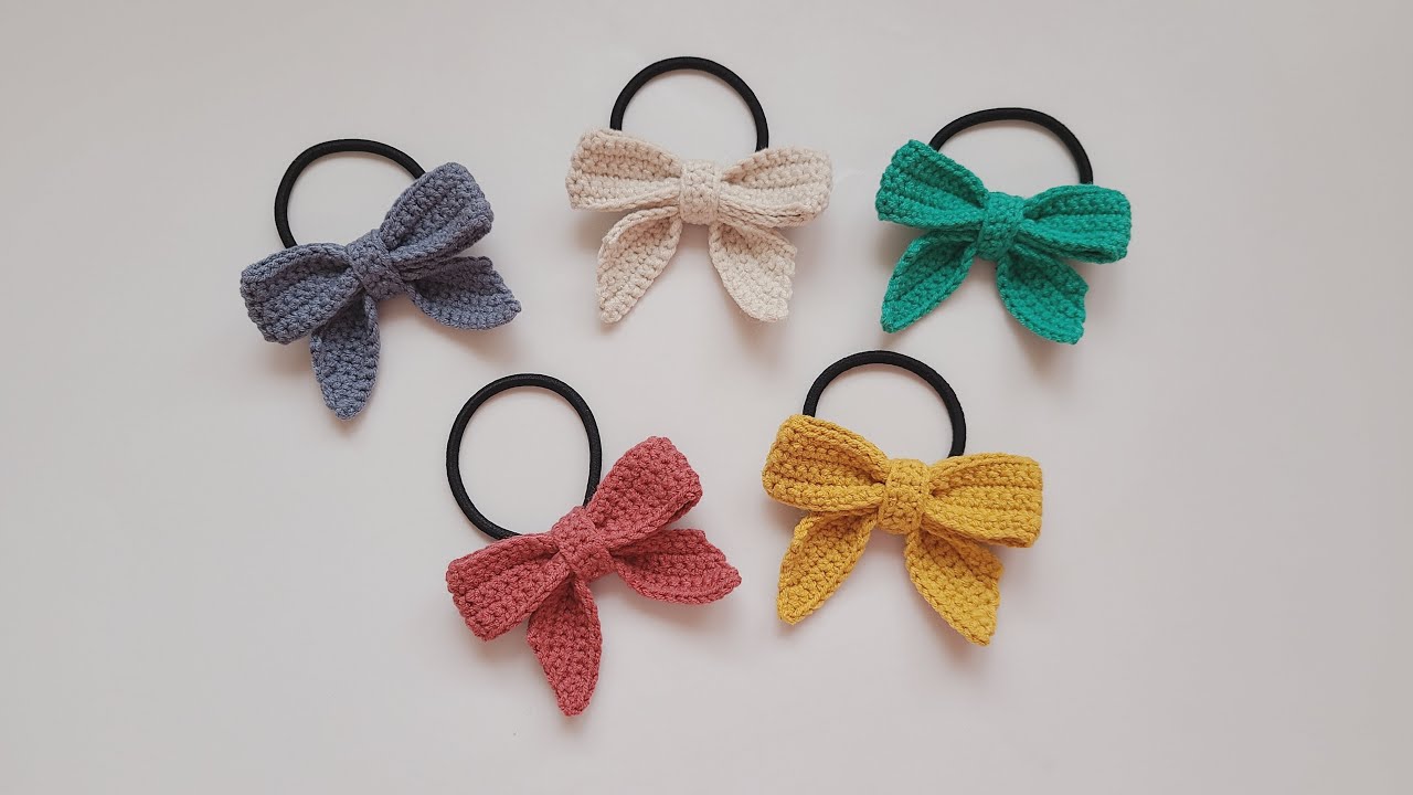 钩针蝴蝶结发圈，你是花儿我是蝶，缠缠绵绵到永远