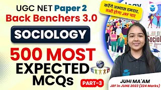 UGC NET Sociology Top 500 MCQs | Paper 2 Sociology Most Expected Questions by Juhi Mam | JRFAdda