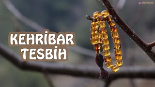 Gerçek Kehribar Tesbih; Hareli, Saydam ve  Bal Rengi Kahribar Tesbih / Amber Rosary