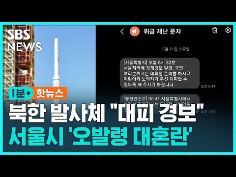북한 발사체에 &quot;대피 경보&quot; 서울시 오발령으로 혼란 / SBS / 1분핫뉴스