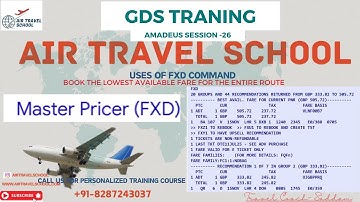 Amadeus Session- 26 Difference between FXB and FXD. MASTER PRICER IN AMADEUS. #airtravelschool