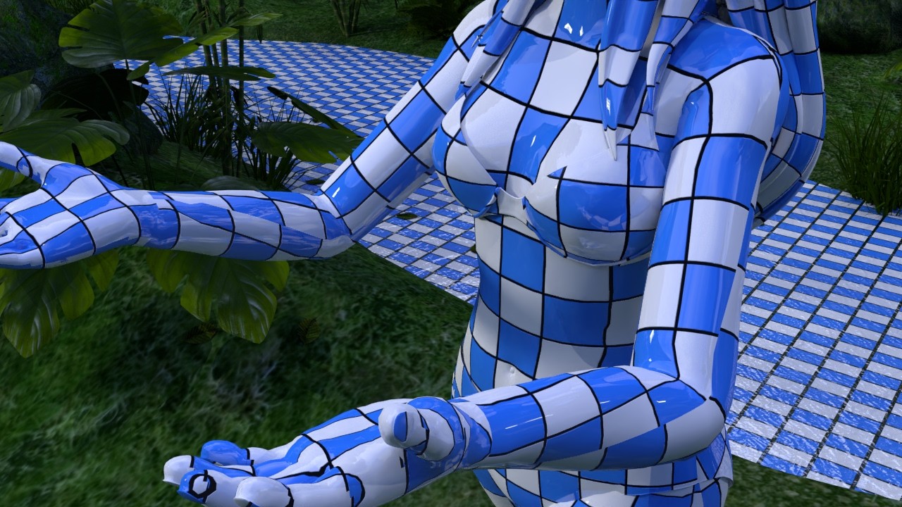 「タイル化」白と青の川