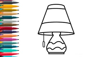 How To Draw cute table lamp Drawing, Painting & Coloring For Kids and Toddlers_ Child Art