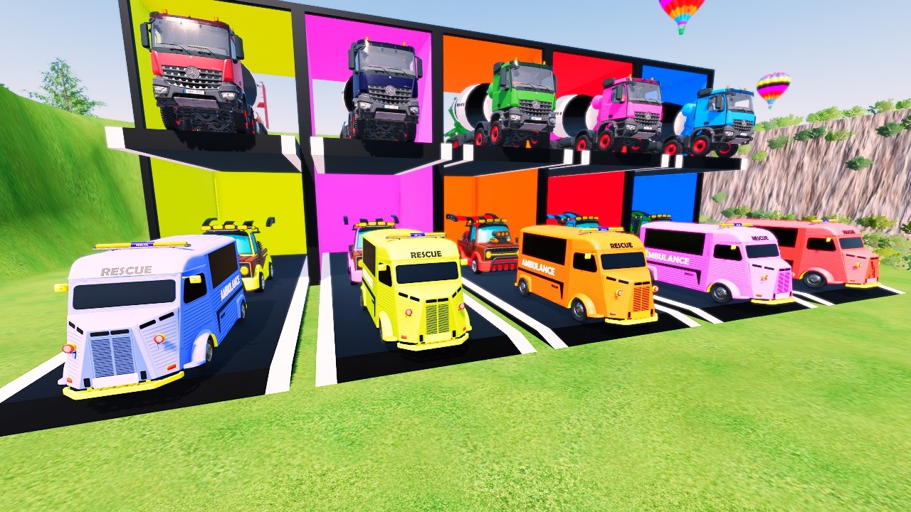 Garage with Colors 🔥 | EXTREME MIXER, POLICE & AMBULANCE TRANSPORT SHOW