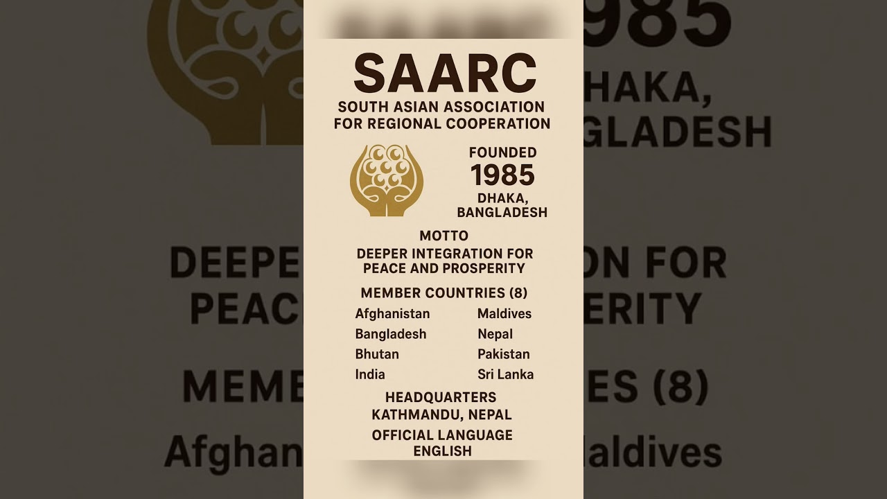 SAARC = South Asian Association for Regional Cooperation 🌏
