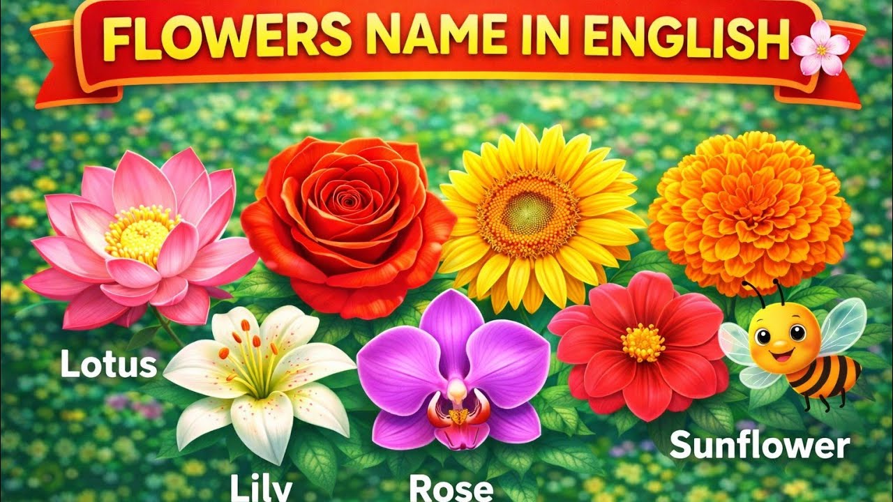 Flowers Name in English 🌸 | Learn Flower Names for Kids | Beautiful Flowers for Children
