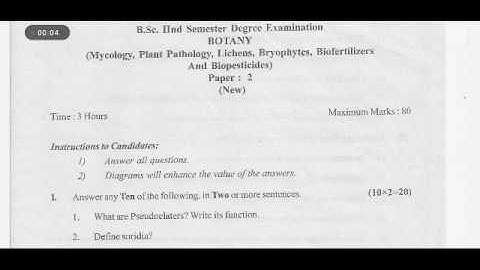 Botany CBCS question paper Karnataka for B.sc 2nd semester gulbarga university 2020 part 1