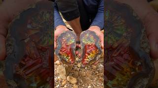 Insane Rainbow Ammonite Crystal Inside This Rock! 💎🔥 #ai #crystals #gemstone #ammonite