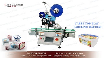 semi automatic flat labeling machine for plastic cover|lid top label applicator price