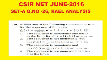 CSIR NET JUNE 2016 Q.26 SET-A MATHS SOLUTION  | REAL ANALISIS SEQUENCE FUNCTION