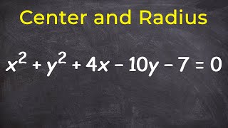 मानक रूप में एक सर्कल के केंद्र और त्रिज्या को कैसे ढूंढें x ^ 2 + y ^ 2 + 4x -10y -7 = 0 screenshot 3