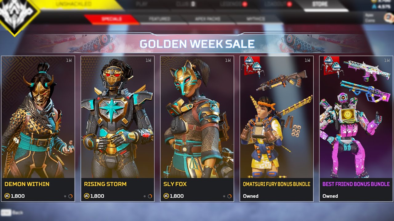 NEW Golden Week Sale Store Items - Apex Legends