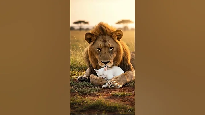 Watch the video about The Lion’s Gentle Embrace — Nature’s Most Unexpected Friendship #heartwarming #lion #cat