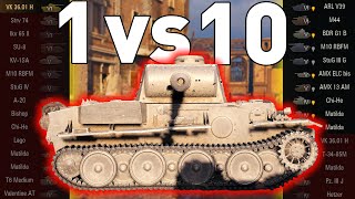 1 vs 10 with 8 HP in World of Tanks!