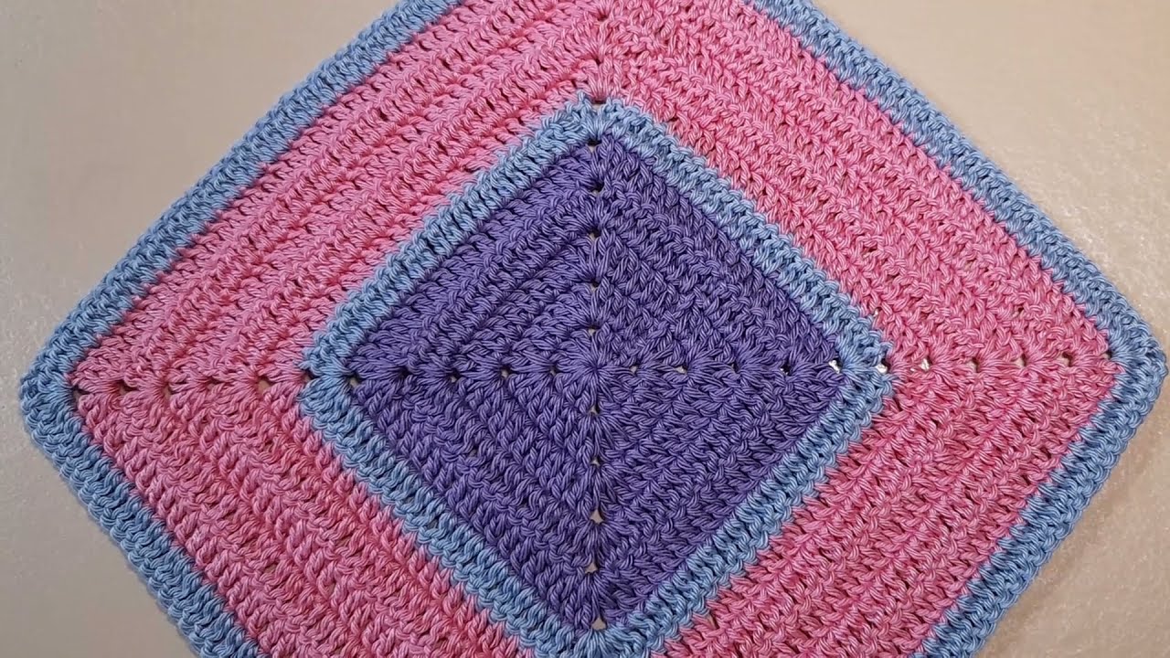 كروشيه مربع جراني | ازاي تعملي مربع بدون اي ميل في الاضلاع ✌