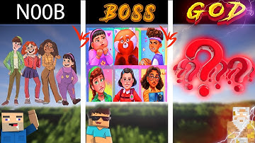 ✔️Turning Red characters. NOOB VS BOOS VS GOD. Minecraft Pixel art. #minecraft #pixelart