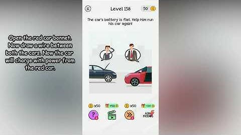 Braindom Level 158 The cars battery is flat. Help him run his car again