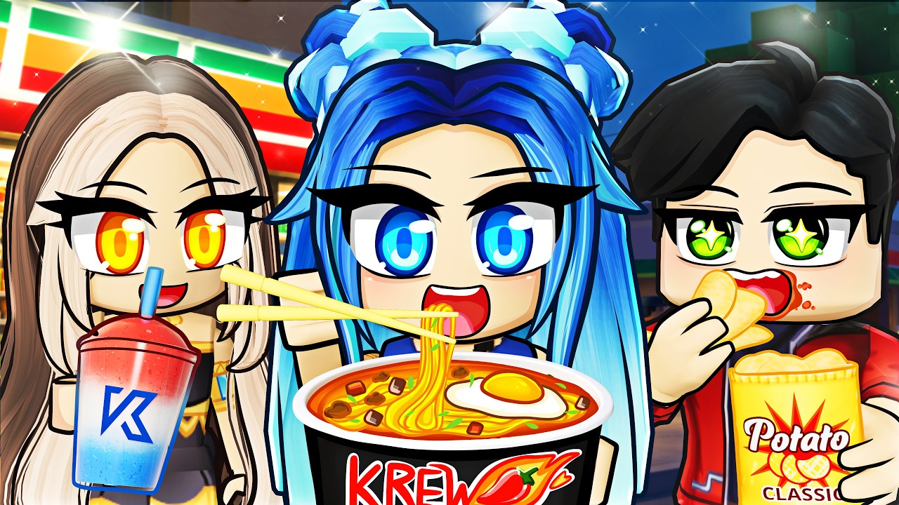We Ate ONLY Korean Convenience Store Food for 24 HOURS in Roblox!