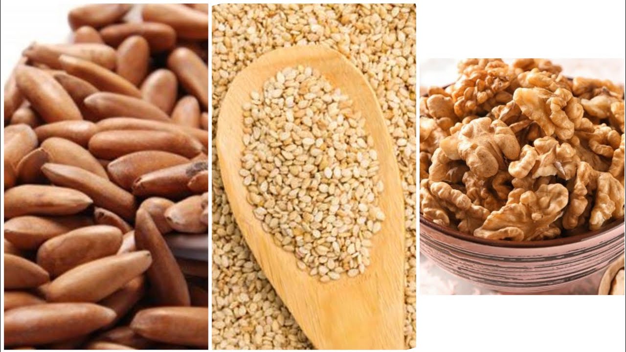 Best Health Benefits Of Pine nuts, Walnuts & Sesame Seeds For Skin & Health Strength Good