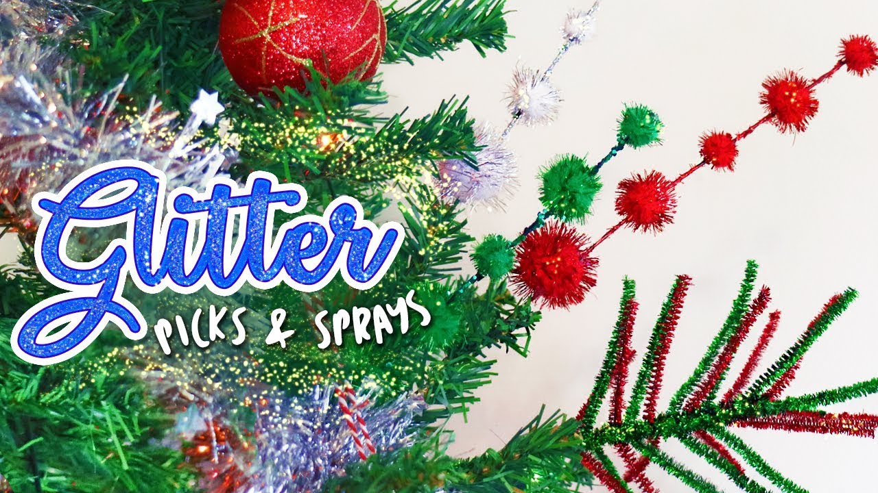 Easy Glitter Picks for the Christmas Tree  DIY Whimsical Dr Seuss  Christmas Decor 