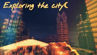 (Minecraft ASMR) Exploring the City at night! (keyboard noises + soft bgm) screenshot 2