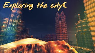 (Minecraft ASMR) Exploring the City at night! (keyboard noises + soft bgm) screenshot 3
