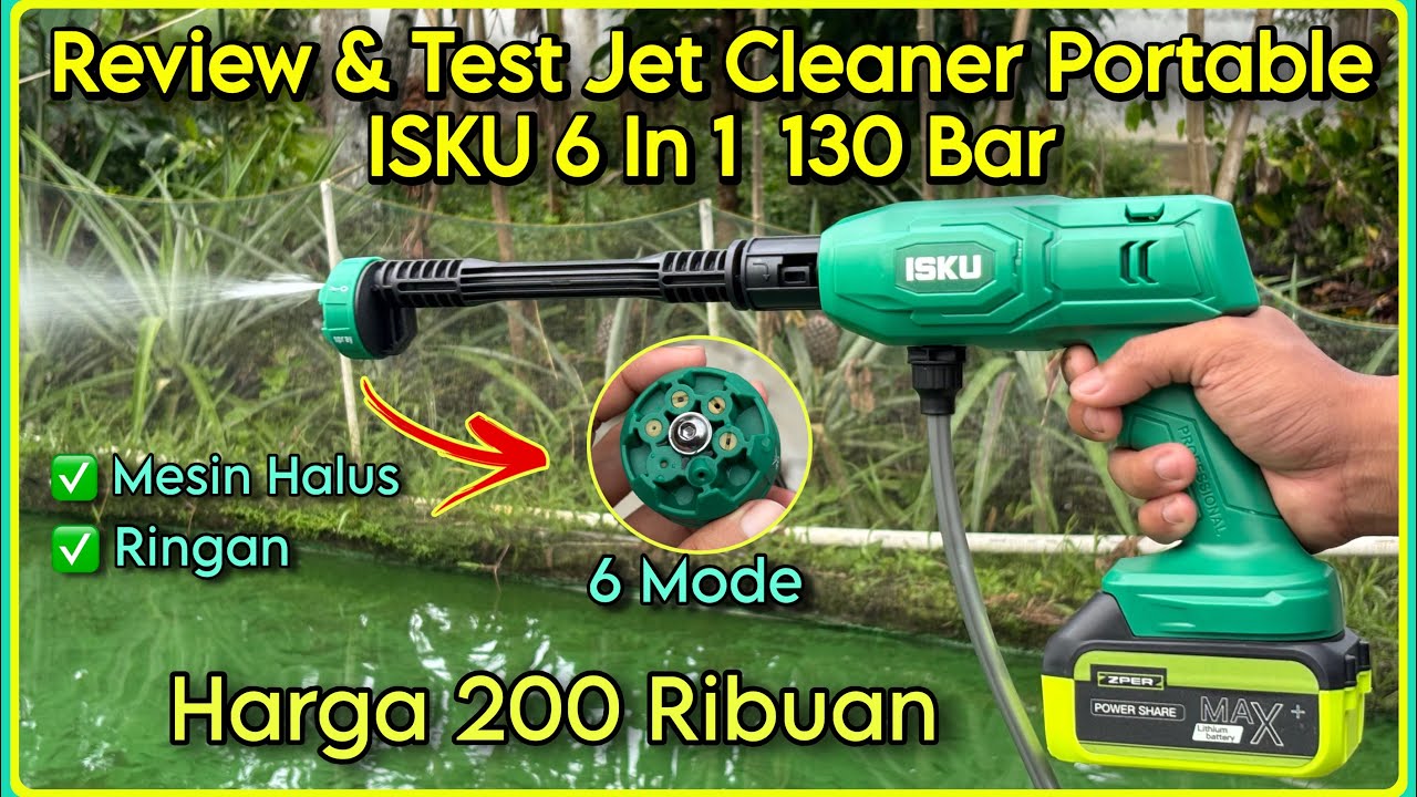 Review & Test Jet Cleaner Portable ISKU 6 In 1 130 Bar | Alat Cuci Motor Murah 200 Ribuan!