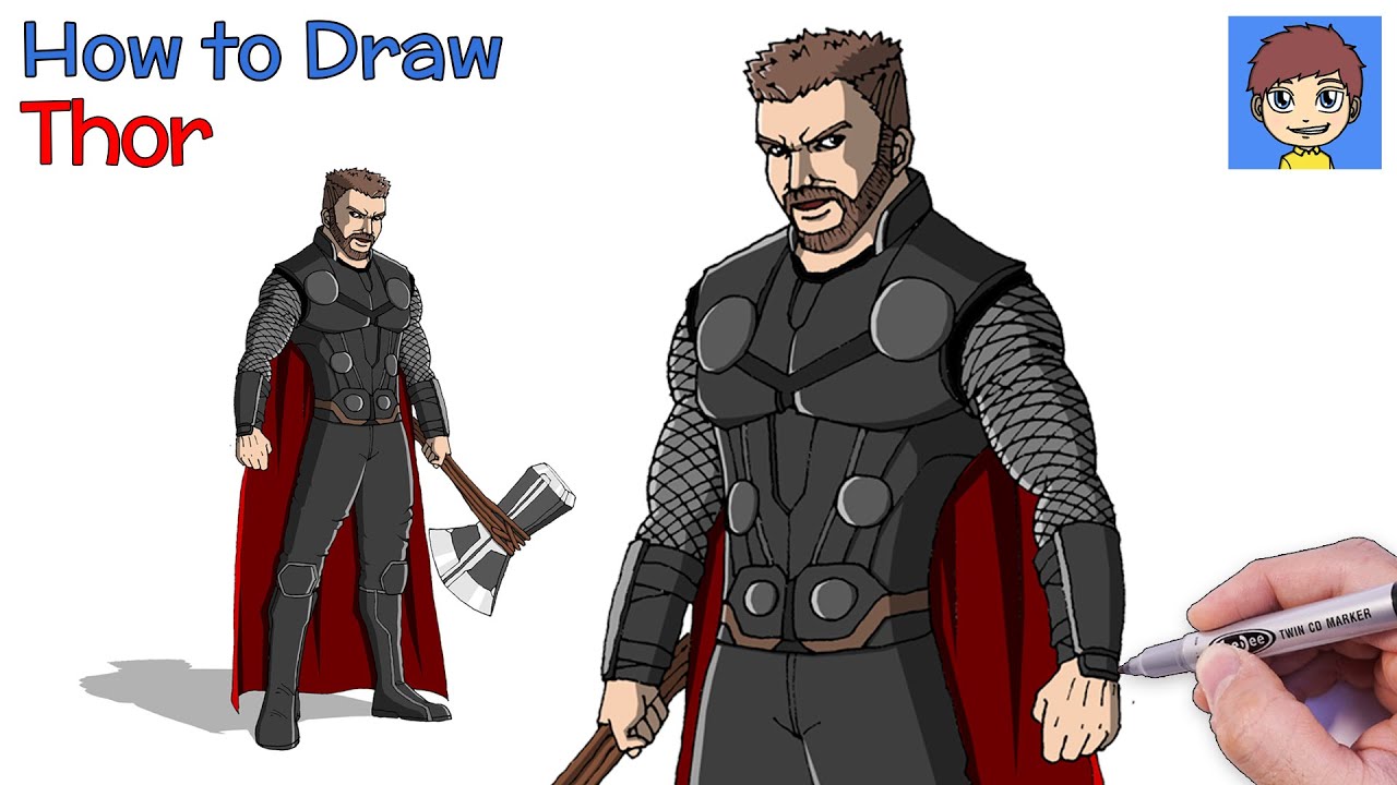 how to draw thor from avengers