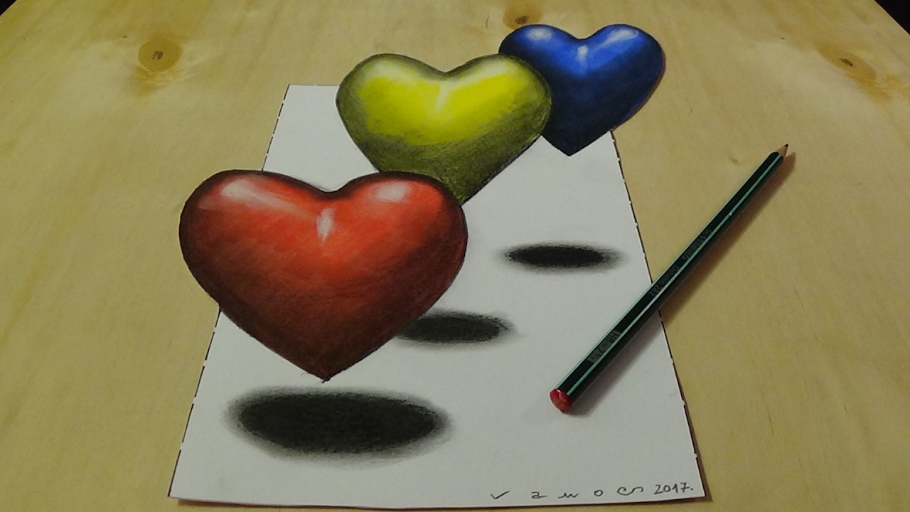 Download 3D Drawing and coloring for Kids - Coloring 3D Hearts ...