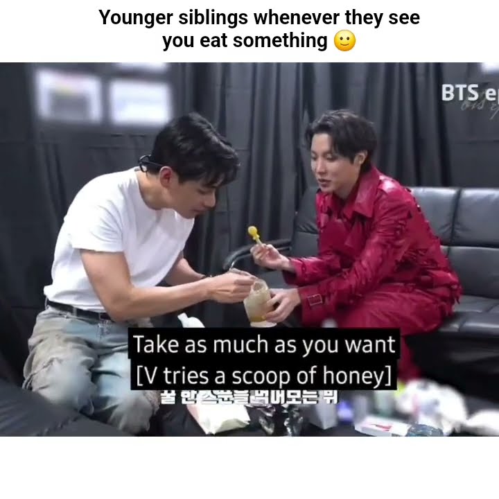 tae wanting to eat hobi's honey so hobi gave him a spoon but he wants one more😭 #vhope #jhope