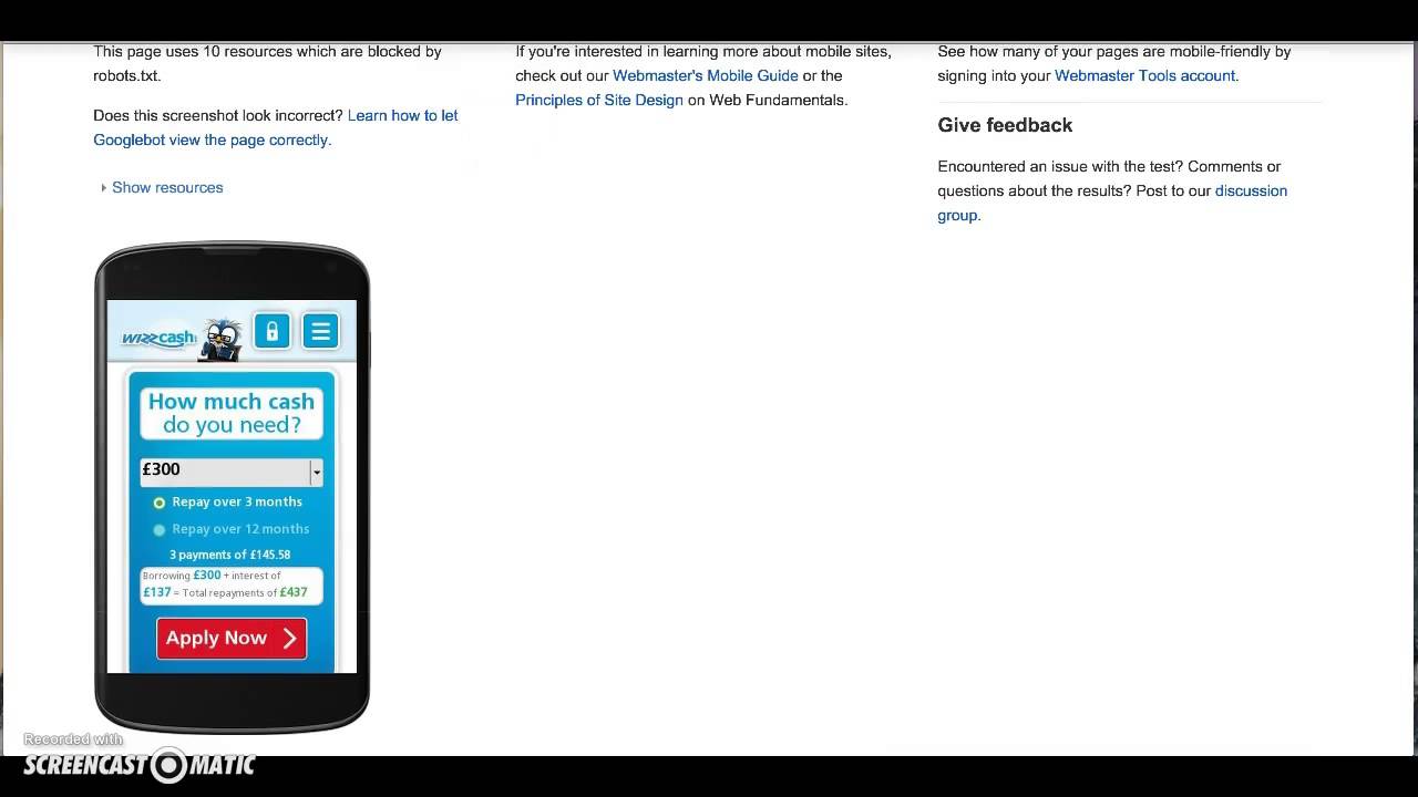 Wizzcash.com mobile friendly